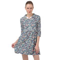 Blue Leaves (2) Mini Skater Shirt Dress by DinkovaArt