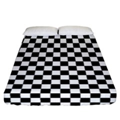 Pattern Checkered Squares Black White Pattern Fitted Sheet (california King Size) by Sabxi