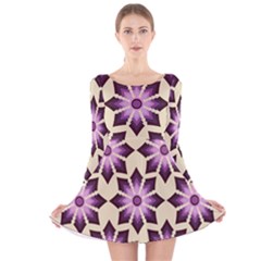 Pattern Design Star Snowflake Long Sleeve Velvet Skater Dress by Sabxi