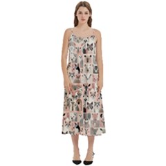 Happy Animals Casual Spaghetti Strap Midi Dress by DinkovaArt