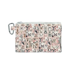 Happy Animals Canvas Cosmetic Bag (small) by DinkovaArt