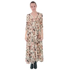 Happy Animals Button Up Maxi Dress by DinkovaArt