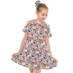 Foxs Kids  Short Sleeve Shirt Dress by DinkovaArt