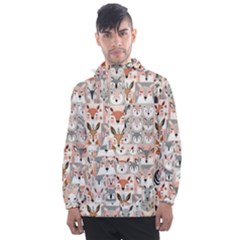 Mix Animal Faces Men s Front Pocket Pullover Windbreaker by DinkovaArt