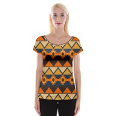 Aztec Mexico Inca Mayan Design Cap Sleeve Top by Tsamara