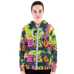 Neon Jesus 8375771 Women s Zipper Hoodie by Jabberwonkers