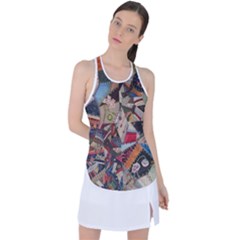 Background Embroidery Pattern Stitches Abstract Racer Back Mesh Tank Top by Ket1n9