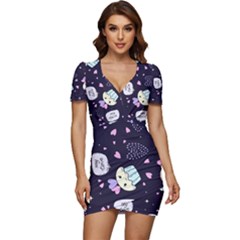 Cupcake Doodle Heart Love Low Cut Cap Sleeve Mini Dress by Posterlux