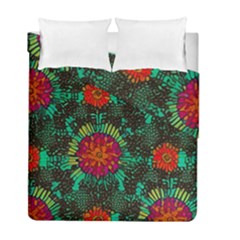 Mid Century Retro Floral 1970s 1960s Pattern 72 Duvet Cover Double Side (full/ Double Size) by violetheavensky