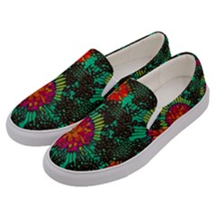 Mid Century Retro Floral 1970s 1960s Pattern 72 Men s Canvas Slip Ons by violetheavensky