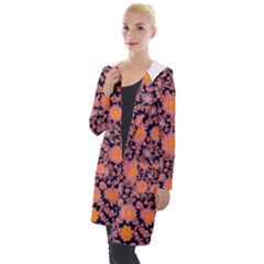 Mid Century Retro Floral 1970s 1960s Pattern 74 Hooded Pocket Cardigan by violetheavensky