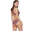 Mid Century Retro Floral 1970s 1960s Pattern 74 Low Cut Ruffle Edge Bikini Set View3