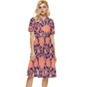 Mid Century Retro Floral 1970s 1960s Pattern 74 Button Top Knee Length Dress View1