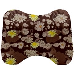 Mid Century Retro Floral 1970s 1960s Pattern 84 Head Support Cushion by violetheavensky