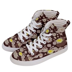 Mid Century Retro Floral 1970s 1960s Pattern 84 Men s Hi-top Skate Sneakers by violetheavensky