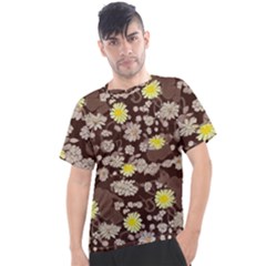 Mid Century Retro Floral 1970s 1960s Pattern 84 Men s Sport Top by violetheavensky