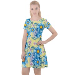 Flowers Bloom Blossom Petals Plant Cap Sleeve Velour Dress  by Posterlux