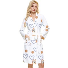 Bluey, Bluey Merch, Bluey Pattern, Bluey Bluey, Bingo, Bluey Design, Bluey Dog Long Sleeve Velvet Robe by avitendut