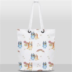 Bluey, Bluey Merch, Bluey Pattern, Bluey Bluey, Bingo, Bluey Design, Bluey Dog Full Print Rope Handle Tote (small) by avitendut