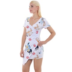 Bluey, Bluey Merch, Bluey Pattern, Bluey Bluey, Bingo, Bluey Design, Bluey Dog Short Sleeve Asymmetric Mini Dress by avitendut
