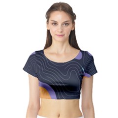 Abstract Topographic Short Sleeve Crop Top by Tsamara