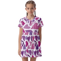 Heart Pattern Repetition Background Kids  Asymmetric Collar Dress by Tsamara