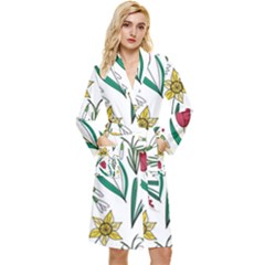 Flowers Bloom Pattern Spring Long Sleeve Velvet Robe by Tsamara