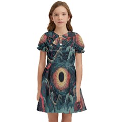 Monsters Nightmare Kids  Bow Tie Puff Sleeve Dress by Tsamara