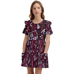 Abstract Pattern Background Kids  Frilly Sleeves Pocket Dress by Tsamara