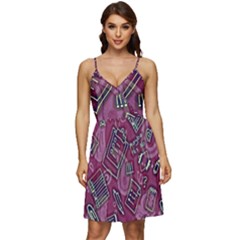 Abstract Art Pattern Design Background V-neck Pocket Summer Dress  by Grandong