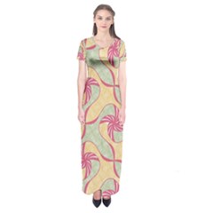 Abstract Pattern Design Scrapbooking Short Sleeve Maxi Dress by Paksenen