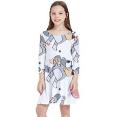 Bluey, Bluey Merch, Bluey Pattern, Bluey Bluey, Bingo, Bluey Design, Bluey Dog Kids  Quarter Sleeve Skater Dress by avitendut