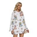 Bluey, Bluey merch, Bluey pattern, Bluey Bluey, bingo, Bluey design, bluey dog Round Neck Long Sleeve Bohemian Style Chiffon Mini Dress View3
