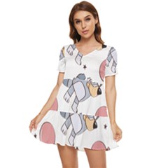 Bluey, Bluey Merch, Bluey Pattern, Bluey Bluey, Bingo, Bluey Design, Bluey Dog Tiered Short Sleeve Babydoll Dress by avitendut