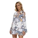 Bluey, Bluey merch, Bluey pattern, Bluey Bluey, bingo, Bluey design, bluey dog Round Neck Long Sleeve Bohemian Style Chiffon Mini Dress View2