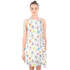 Bluey, Bluey Merch, Bluey Pattern, Bluey Bluey, Bingo, Bluey Design, Bluey Dog Halter Collar Waist Tie Chiffon Dress by avitendut