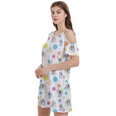 Bluey, Bluey Merch, Bluey Pattern, Bluey Bluey, Bingo, Bluey Design, Bluey Dog Women s Cold Shoulder Round Neck Mini Dress by avitendut