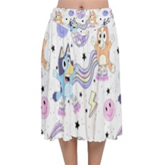 Bluey, Bluey Merch, Bluey Pattern, Bluey Bluey, Bingo, Bluey Design, Bluey Dog Velvet Flared Midi Skirt by avitendut