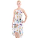 Bluey, Bluey merch, Bluey pattern, Bluey Bluey, bingo, Bluey design, bluey dog High-Low Halter Chiffon Dress  View1