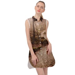Path Trees Forest Fantasy Sleeveless Shirt Dress by Anend