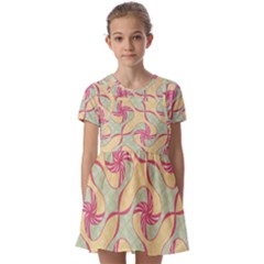 Abstract Pattern Design Scrapbooking Kids  Short Sleeve Pinafore Style Dress by Paksenen