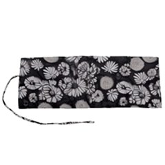 Mid Century Retro Floral 1970s 1960s Pattern 86 Roll Up Canvas Pencil Holder (s) by violetheavensky