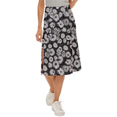 Mid Century Retro Floral 1970s 1960s Pattern 86 Midi Panel Skirt by violetheavensky