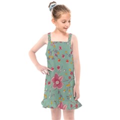 Mid Century Retro Floral 1970s 1960s Pattern 79 Kids  Overall Dress by violetheavensky