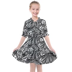 Mid Century Retro Floral 1970s 1960s Pattern 73 Kids  All Frills Chiffon Dress by violetheavensky