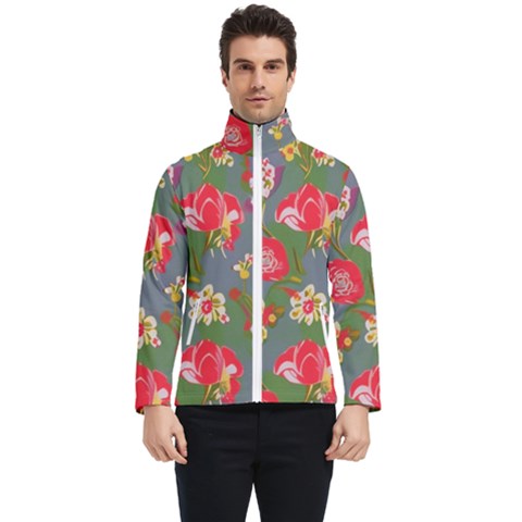 Mid Century Retro Floral 1970s 1960s Pattern 83 Men s Bomber Jacket by violetheavensky