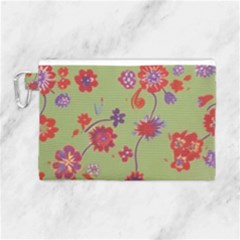 Mid Century Retro Floral 1970s 1960s Pattern 76 Canvas Cosmetic Bag (large) by violetheavensky