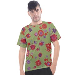 Mid Century Retro Floral 1970s 1960s Pattern 76 Men s Sport Top by violetheavensky