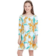 Design Pattern Seamless Tropical Kids  Quarter Sleeve Skater Dress by Tsamara