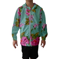Mid Century Retro Floral 1970s 1960s Pattern 81 Kids  Hooded Windbreaker by violetheavensky